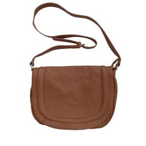 Amelie Galanti Saddle Bag Brown Vegan Leather adjustable strap 13 x 9.5 x 3.5